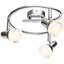 Deckenleuchte schwenkbar Spotrondell chrom Glas Kristalle Deckenlampe, Kunststoff Metall, 3x LED 4W 240Lm warmweiß, DxH 25x17 cm