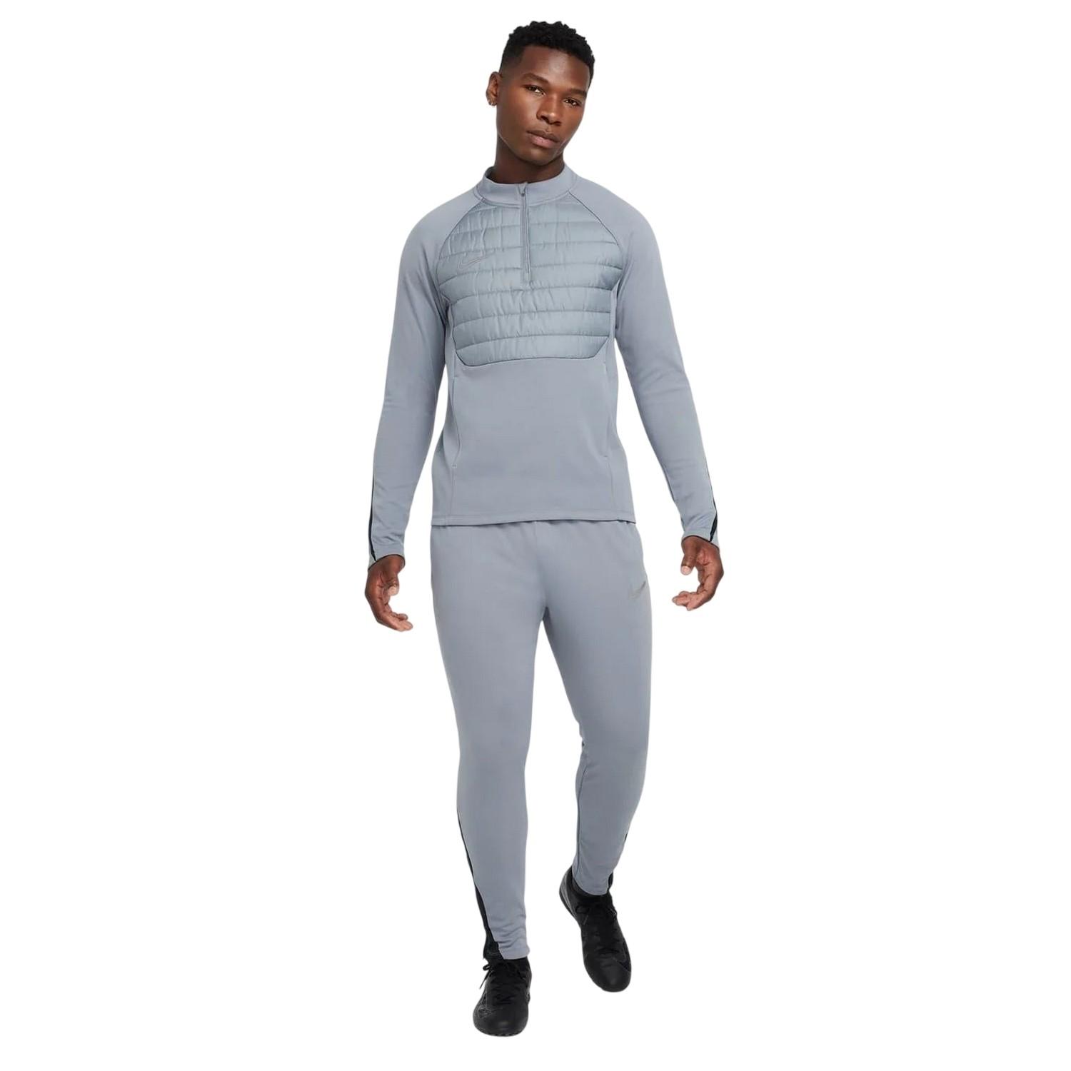 Nike - "Warrior" Sweatshirt für Herren, Stehkragen, Thermisches Material, Winter (Grau/Silber)