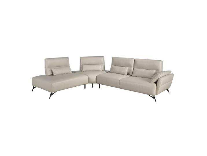 Angel Cerda Ecksofa links 5-Sitzer aus sandfarbenem Leder, Modell 6214, Beige, Echtholz,Kiefer, Essen/Getränk, Füllung: Polyurethan (PUR),Polyurethan (PUR),Polyurethan (Pur), L-Form,L-Form, 341x254 cm, Wohnzimmer, Sofas & Couches, Wohnlandschaften, Ecksofas