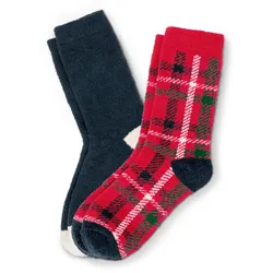 Tchibo - 2 Paar Kuschelsocken - Damen - Gr. 35-38 - weiß/kariert