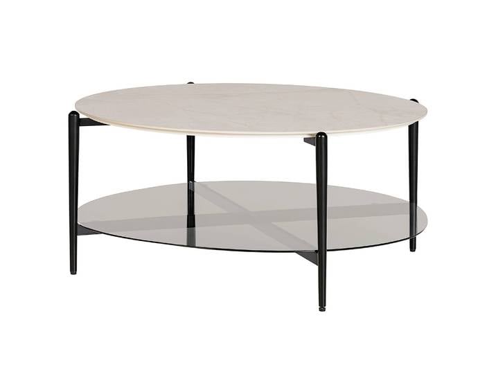 Table basse HAYESTOWN Ø 94cm Blanc/Gris/Imitation marbre blanc