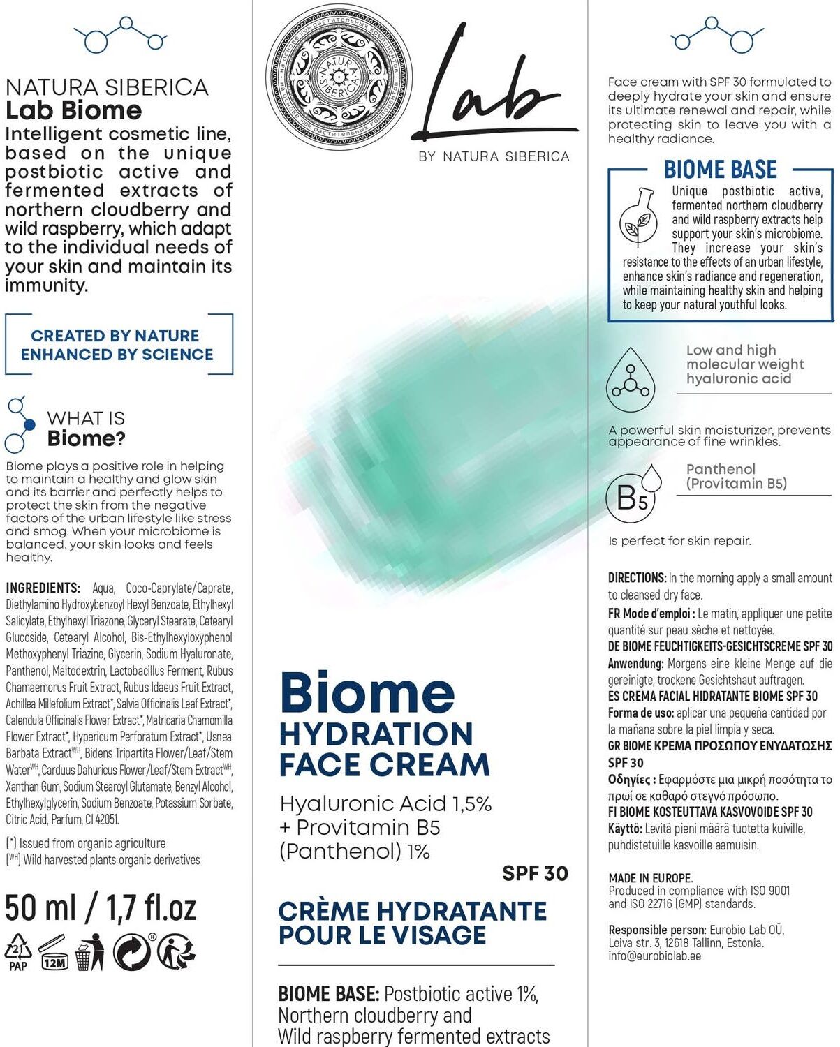 NATURA SIBERICA Crema Facial Hidratante SPF30 50 ml