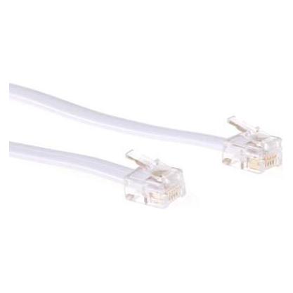 ACT White 2 meter flat telephone cable with RJ12 connectors. Rj12-rj12 cable white 2.00m (TD5602)