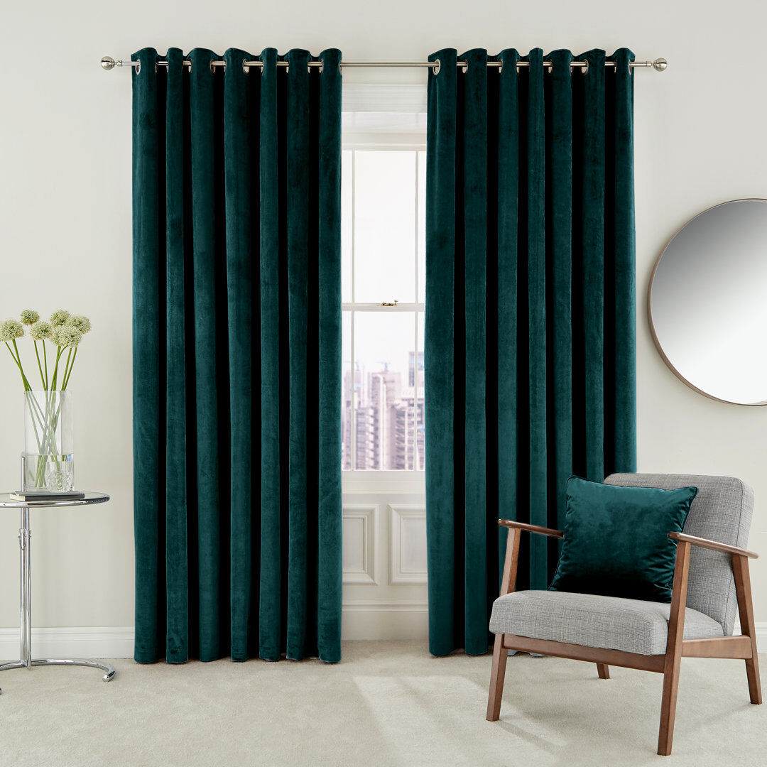 Helena Springfield Escala Eyelet Room Darkening Curtains Teal Width 167 x Drop 228 cm