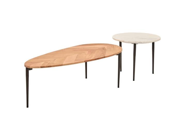 Livetastic Couchtisch, Natur, Schwarz, Holz, Metall, Stein, Akazie, Holz, Freiform, konisch, 35x50x110 cm, rostfrei, Wohnzimmer, Wohnzimmertische, Couchtische, Couchtische Marmor