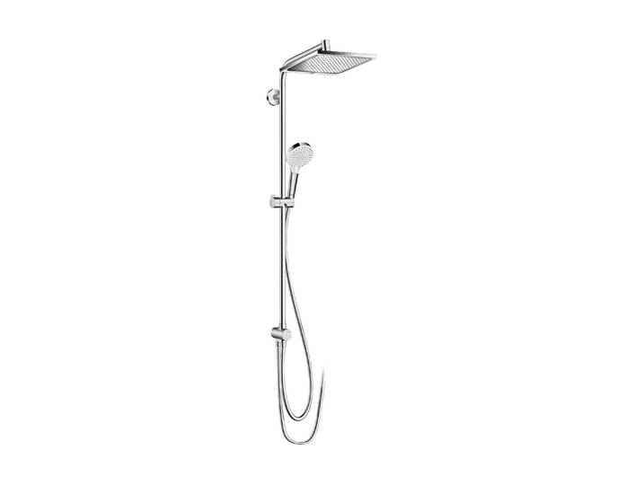 Duschsystem HANSGROHE Crometta E , silber (chrom), Kunststoff, Brausegarnituren, Duschsystem, 24cm, wassersparend 9 l/min, Reno, chrom