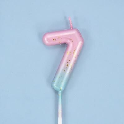 Uplift Treasures Gradient Glitter Number Birthday Candle Cake Topper b07