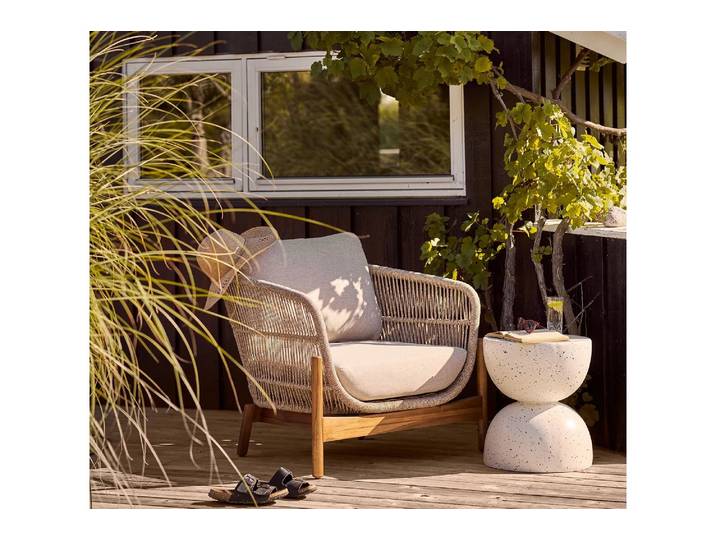 Garten Beistelltisch Norvellen - Ø40 aus Magnesiumoxid und Fiberglas - Creme Weiß - Luxusbetten24