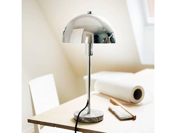 Dyberg Larsen Designer Tischlampe Stockholm, chrom / silber, für Wohn- / Esszimmer, Stein, Design, Tischlampe