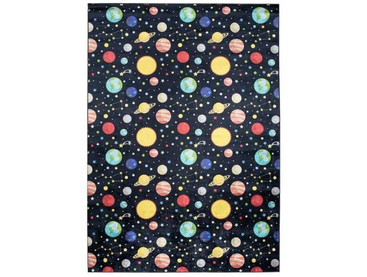 Tapis Chambre Enfant TAPISO Poil Court Antidérapant EMMA Noir Multicolore Planètes Intérieur 140x200 cm