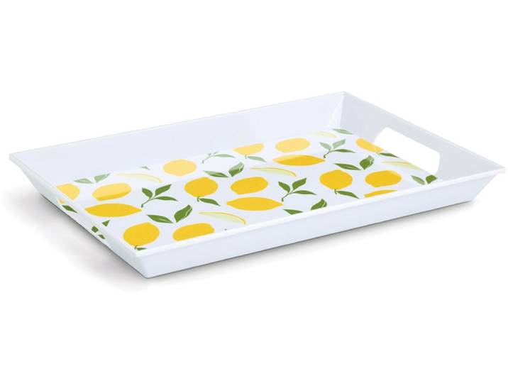 Tablett ZELLER PRESENT Melamintablett Lemons , gelb (dekor), B:34,8cm H:4,7cm L:50cm, Melamin, Tabletts, Tablett, sommerliches Motiv, Tragegriffe, 34,8x50 cm