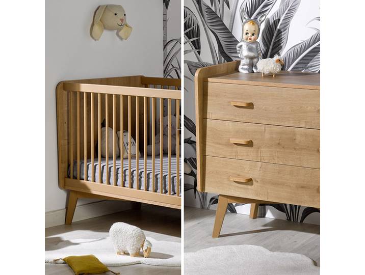 Lit bébé évolutif et commode grand modèle Maelyne Bois