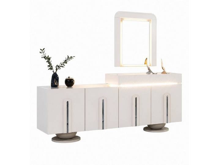 JVmoebel Sideboard Sideboard Kommode mit Spiegel LED Beleuchtung Wohnzimmer Möbel, Made in Europa