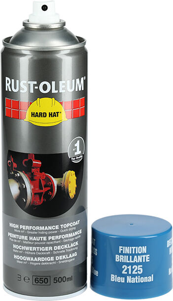 Couche de finition Hard Hat Ral-couleurs bleu national RAL 500 ml RUST-OLEUM 2125 Bleu national