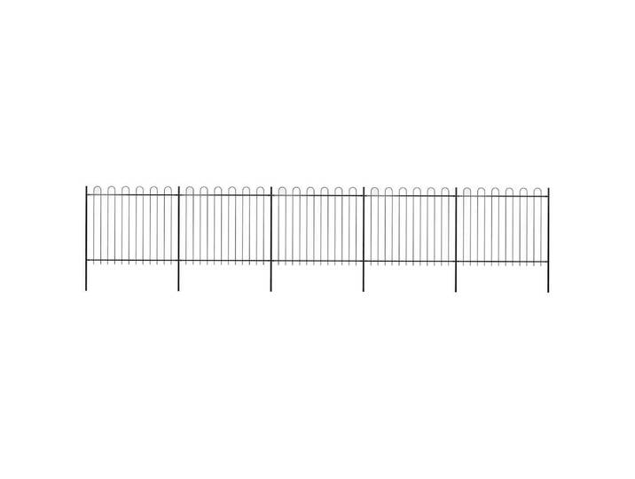 vidaXL Gartenzaun mit Rundbogen Stahl 838 x 150 cm Schwarz