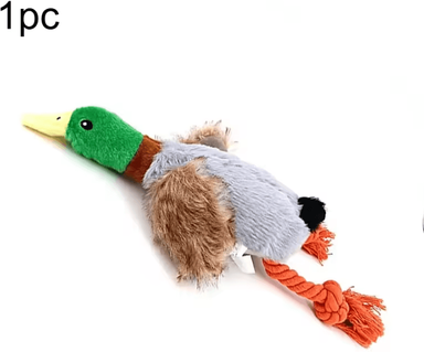 Uplift Curations Plush Squeaky Dog Toy Cute Duck With Rope For Chewing And Tooth Cleaning Pet Accessories rope 1pc