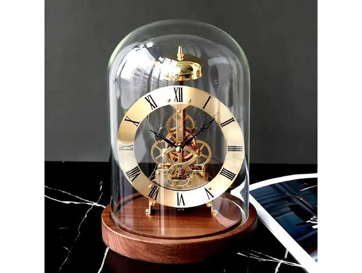 Nouvelle horloge à base lumineuse en bois massif de noyer noir: Lingjing Time, mouvement mécanique, hôtel, villa, chambre modèle