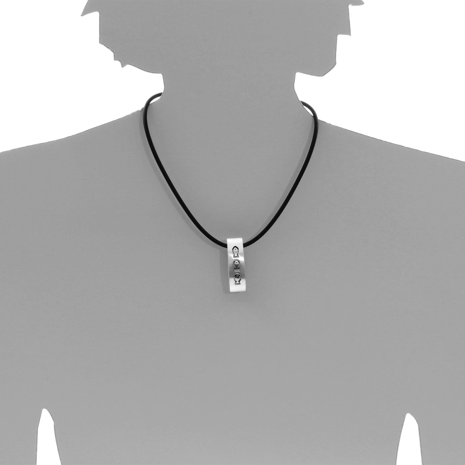 Halsreif OSTSEE-SCHMUCK "Ostsee-Schmuck Halsreif mit Anhänger Fisch - Kautschukreif" Gr. 50, silber (weiß, neutral), Halsketten, Damen, 50cm, Silber 925 (Sterlingsilber), L: 42, Halsreif weiß, neutral 50cm, Silber 925 (Sterlingsilber), L: 42