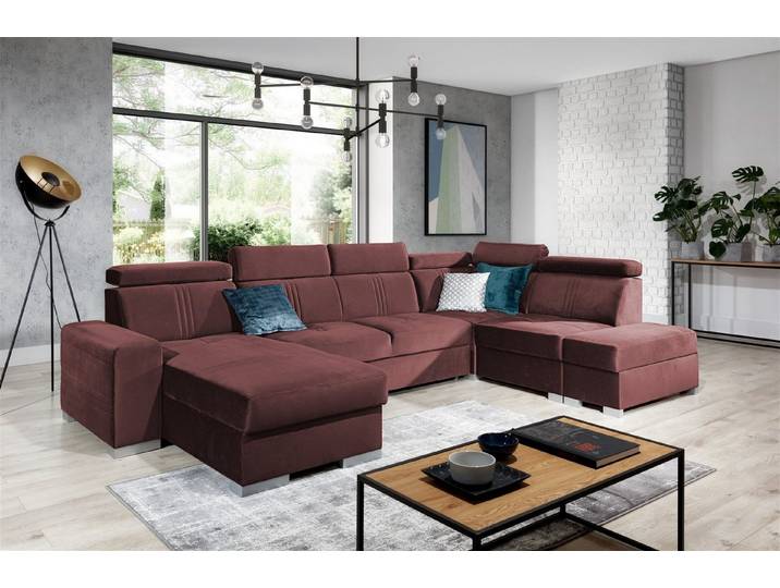 Fun Möbel Wohnlandschaft Wohnlandschaft Schlafsofa NOLAN inkl. USB-Anschluss, inkl. Bettkästen, Kopfteil verstellbar, Rundumbezug, inkl. USB-Anschluss