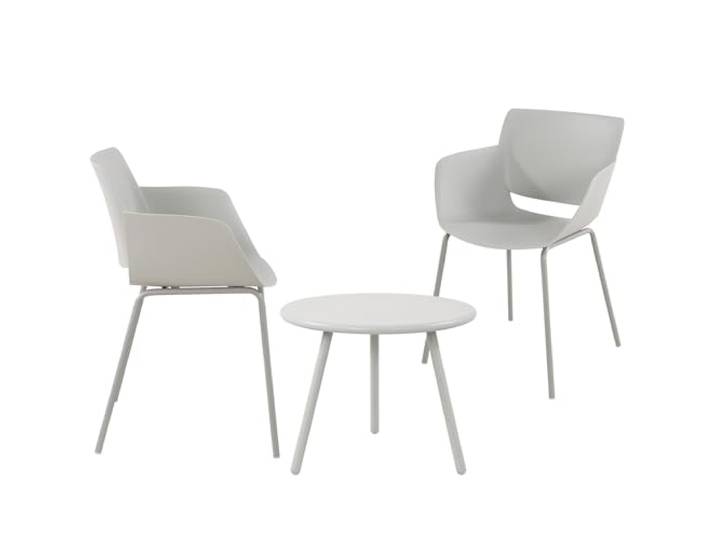 CLP Sitzgruppe Berena für den Garten I Set aus Tisch Berea und Stühlen Alpena I Outdoor-Set wetterfest und UV-beständig I Gartenmöbel Farbe hellgrau Set-Inhalt 2 Stühle