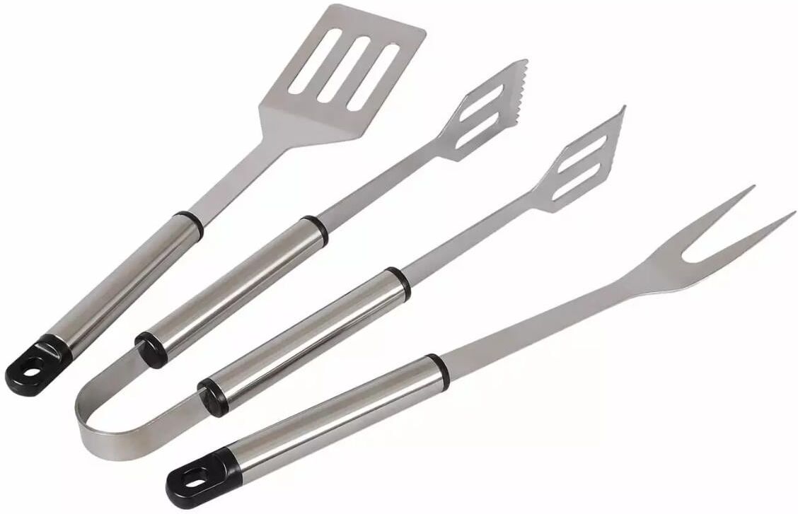 Grillbesteck-Set "BBQ Dragon", silber (silberfarben), Edelstahl, Grillbesteck-Sets, Grillbesteck-Set silberfarben Einheitsgröße