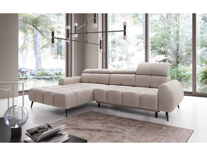 Designer Ecksofa Piano mit elektrischer Schlaffunktion - Beige - Rechts - Samt - Luxusbetten24