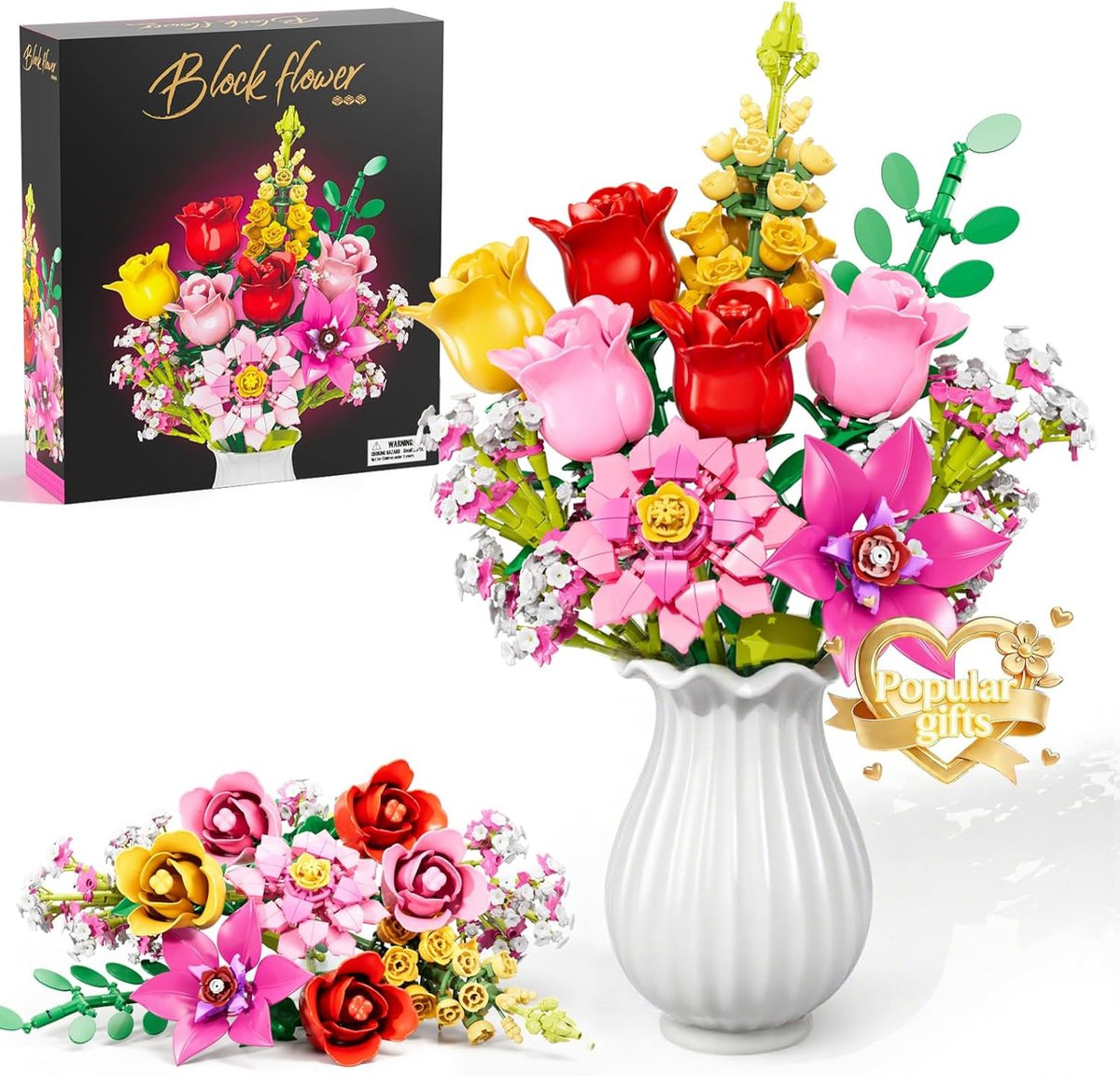 Bloemen Bouwspeelgoed Set met 11 Creatieve DIY Plant Boeketten - 765 Stukken