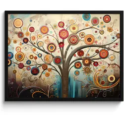 POSTER MIT RAHMEN Baum - Baum des Lebens - Farbe 80x60 cm