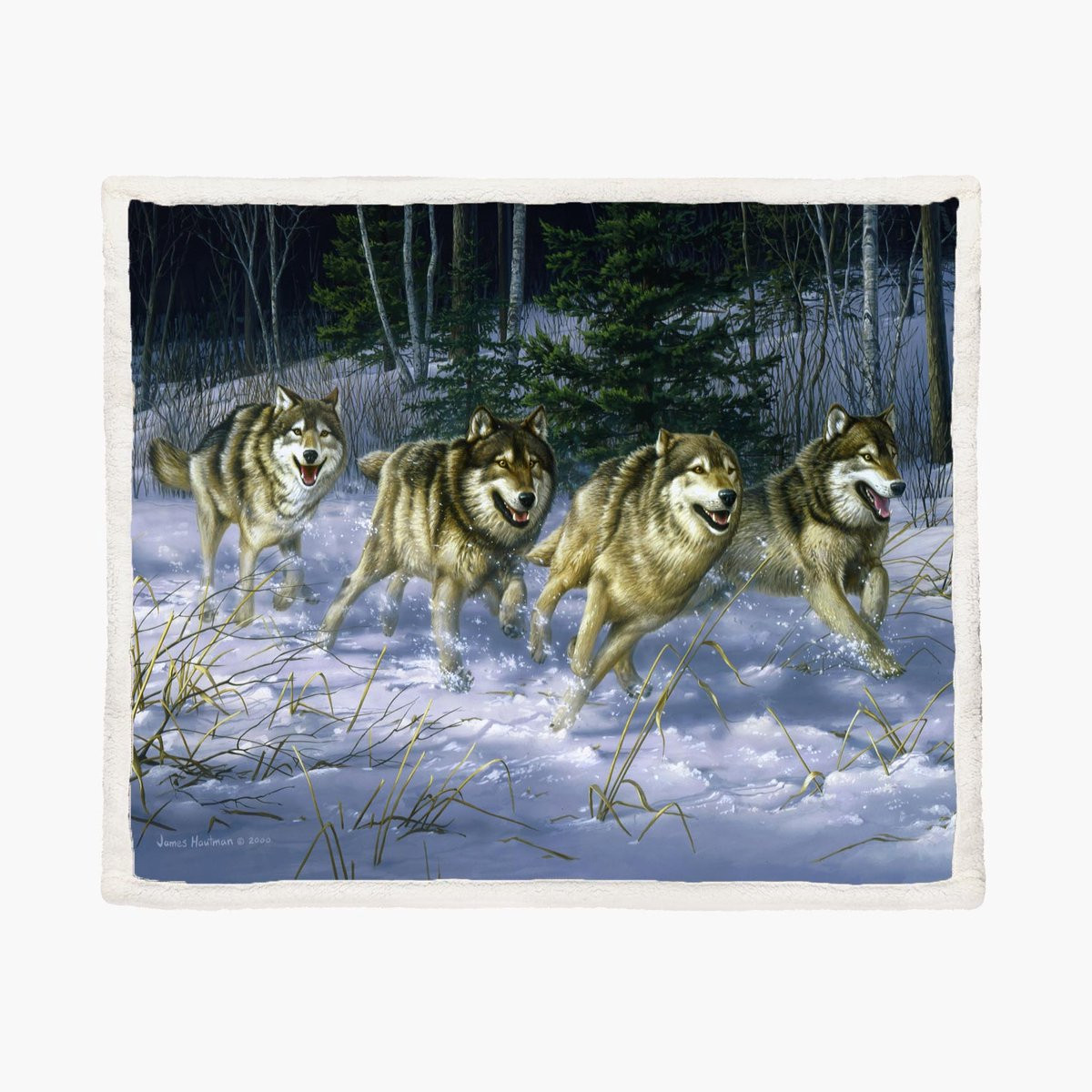 The Coloured House Fleece Deken Running Wild - Wolven - 150 x 200 cm