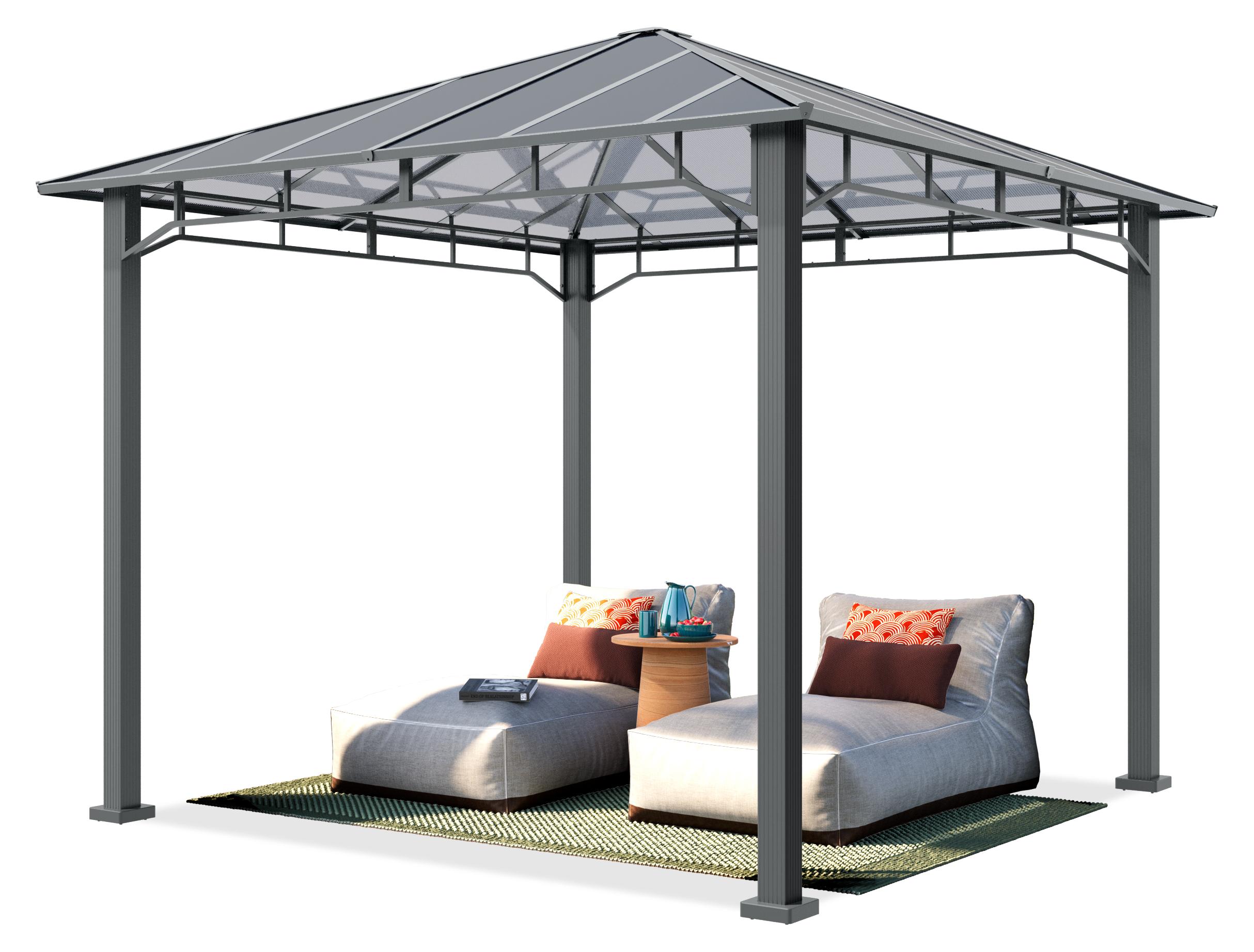 TOOLPORT Gartenpavillon 3x3 m Alu-Rahmen, Polycarbonat Dach ca. 8mm
