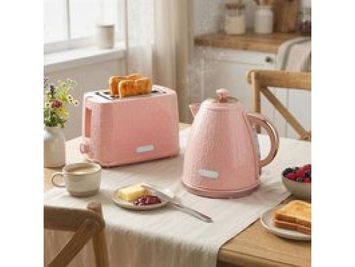 Ensemble bouilloire 1 7L 2200W + grille-pain 2 tranches rose