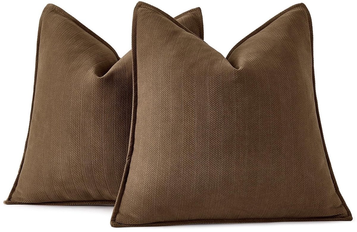 Solidchoice Set van 2 Kussenslopen Donkerbruin Chenille 40 x 40 cm
