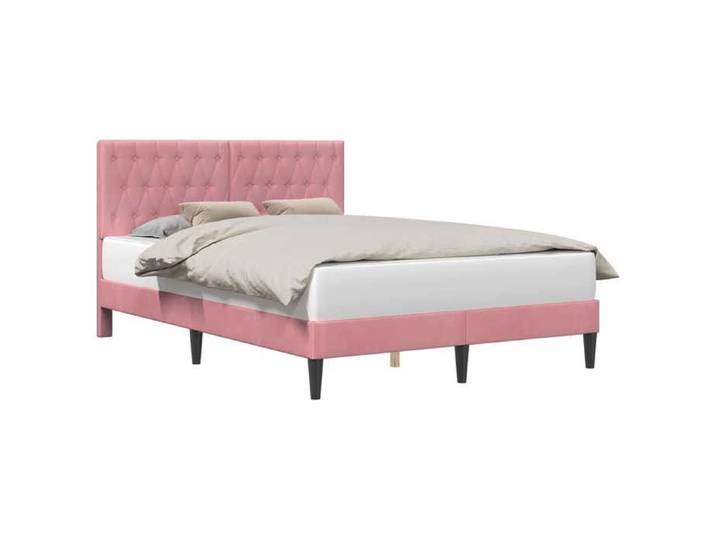 Lit chambre - Rose - Cadre de lit - avec tête de lit - Rose 140x190 cm Velours_16519