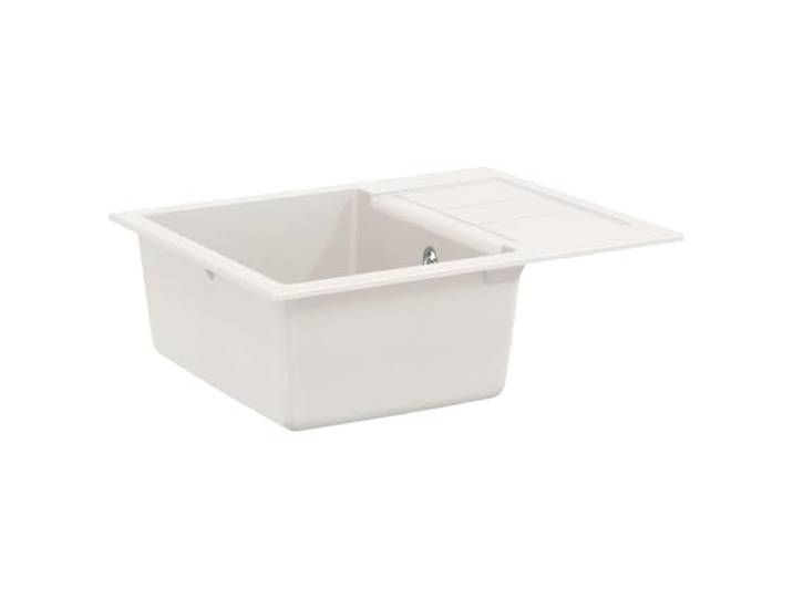 KGTKGTYER Küchenspüle Weiß 620 x 500 mm Quarz-Harz Einbauspüle Spülbecken Robustes Verbundmaterial, Hitzebeständig bis 280 C, Kratzfeste Oberfläche
