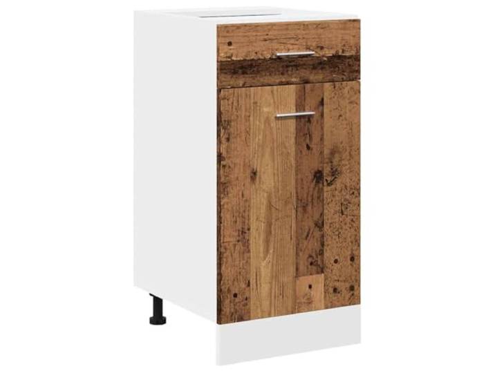 HKTMGDNG Küchenunterschrank Lyon Altholz Holzwerkstoff 40x46x81,5 cm Kompakter Anbauschrank für die Küche: Mit Schublade und 2 Fächern für Ordnung von Töpfen, Geschirr und Zubehör.