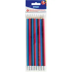 Stylex Bleistift mit Radiergummi, 8 Stück