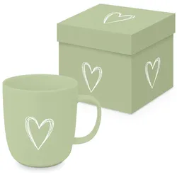 Henkelbecher HEART GREEN (DH 9x10 cm) - grün - DH 9x10 cm