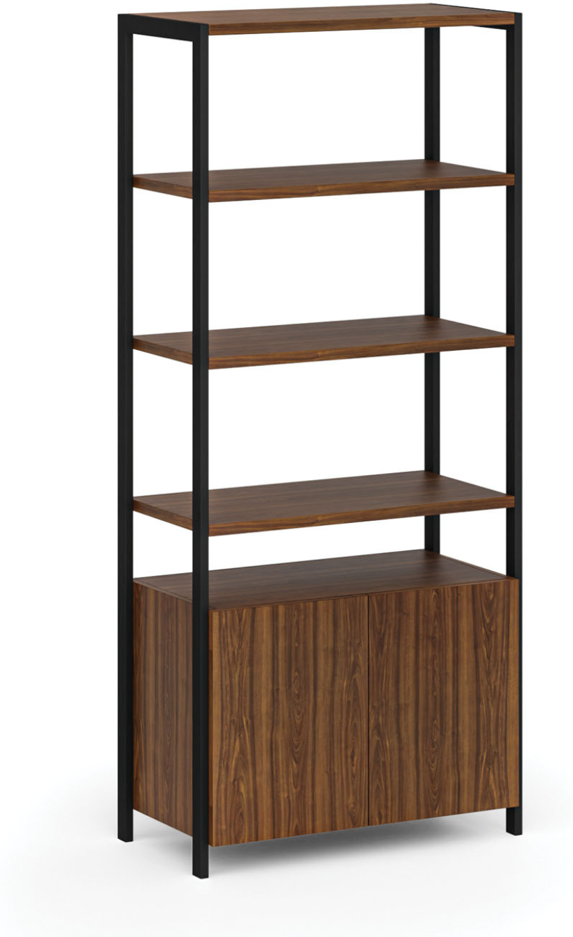 B2B Partner HOME OFFICE Regalwand mit Schrank mit Türen, schwarz/walnuss