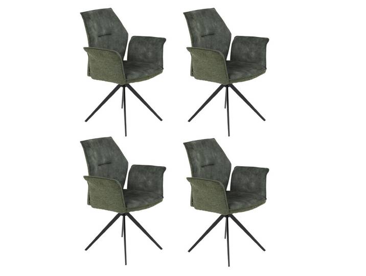 Stuhl Susanne 4er Set, 65x92x64cm Webstoff/Vintage Velvet Grün, mit Armlehnen