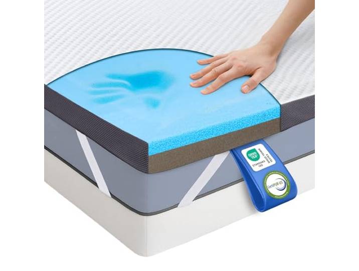 MKS 2-in-1 Wende-Matratzentopper 180x200cm – Gelschaum Topper H3 & H4, 5-Schichten-Aufbau, ergonomische Unterstützung & rutschfest – Atmungsaktive Matratzenauflage für erholsamen Schlaf