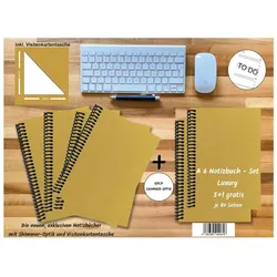 E & Z, Heft + Block, A 6 Notizbuch - Set, 4+2 gratis, Luxury 80 Seiten GOLD GMUND SHIMMER, to do (A6, Blanko, Kariert, Liniert)