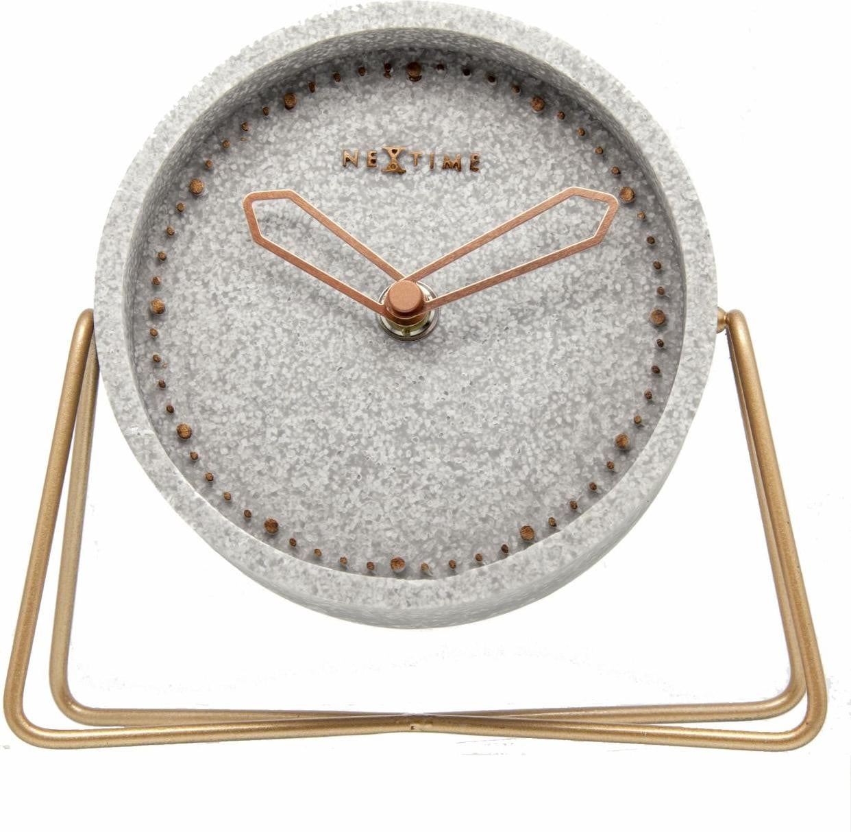 NeXtime Cross Analoge Tafelklok - Grijs/Goud - Rond - Silent