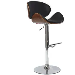 Design-Barhocker Schwarz und Holz WALNUT