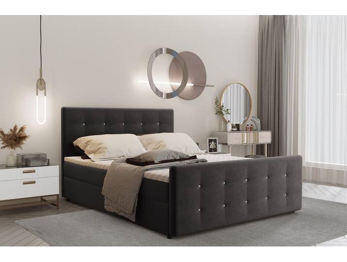 Kaiser Möbel Boxspringbett 140x200 cm AMOR Anthrazit