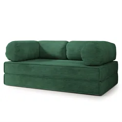 BETTSOFA ALVIO aus Schaumstoff Kordstoff Grün Schlaffunktion