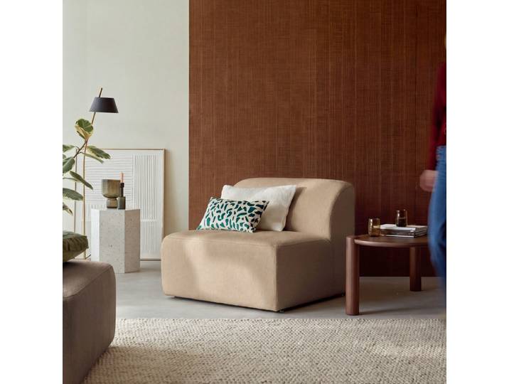 Sessel aus taupefarbenem Stoff, großes Modell Vénus - Braun - Fabric