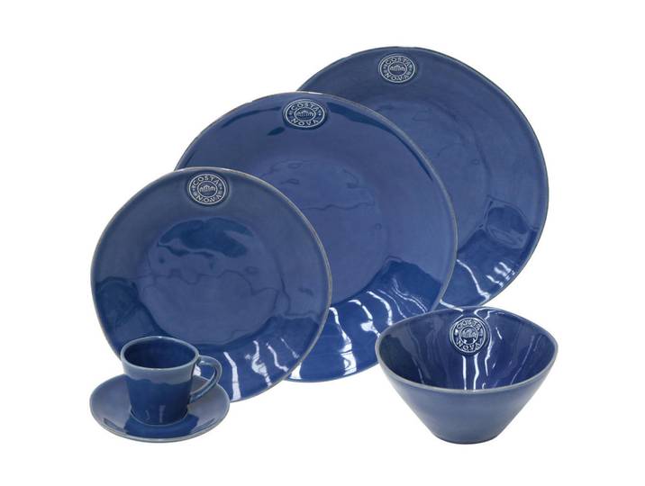 Costa Nova Kombiservice Nova, Blau, Keramik, 30-teilig, 70 ml,520 ml, Made in Europe, Essen & Trinken, Geschirr, Geschirr-Sets, Kombiservice