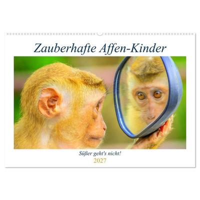 Zauberhafte Affenkinder. Süßer geht´s nicht! (Wandkalender 2027 DIN A2 quer), CALVENDO Monatskalender