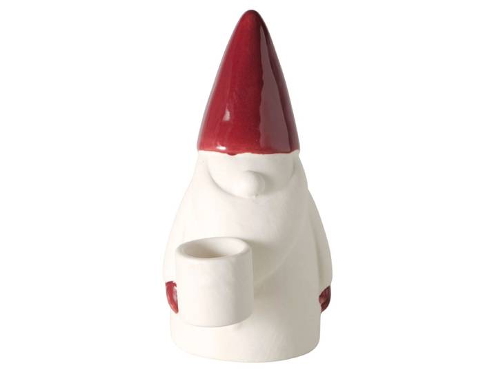 Kerzenleuchter OTTO HOME Gefo, zwei verschiedene Höhen , weiß (dunkelrot, weiß), B:8,5cm H:12,5cm T:6cm, Porzellan, Kerzenhalter, Kerzenleuchter, Zweiteiliges Set im festlichen Weihnachtsmann-Design