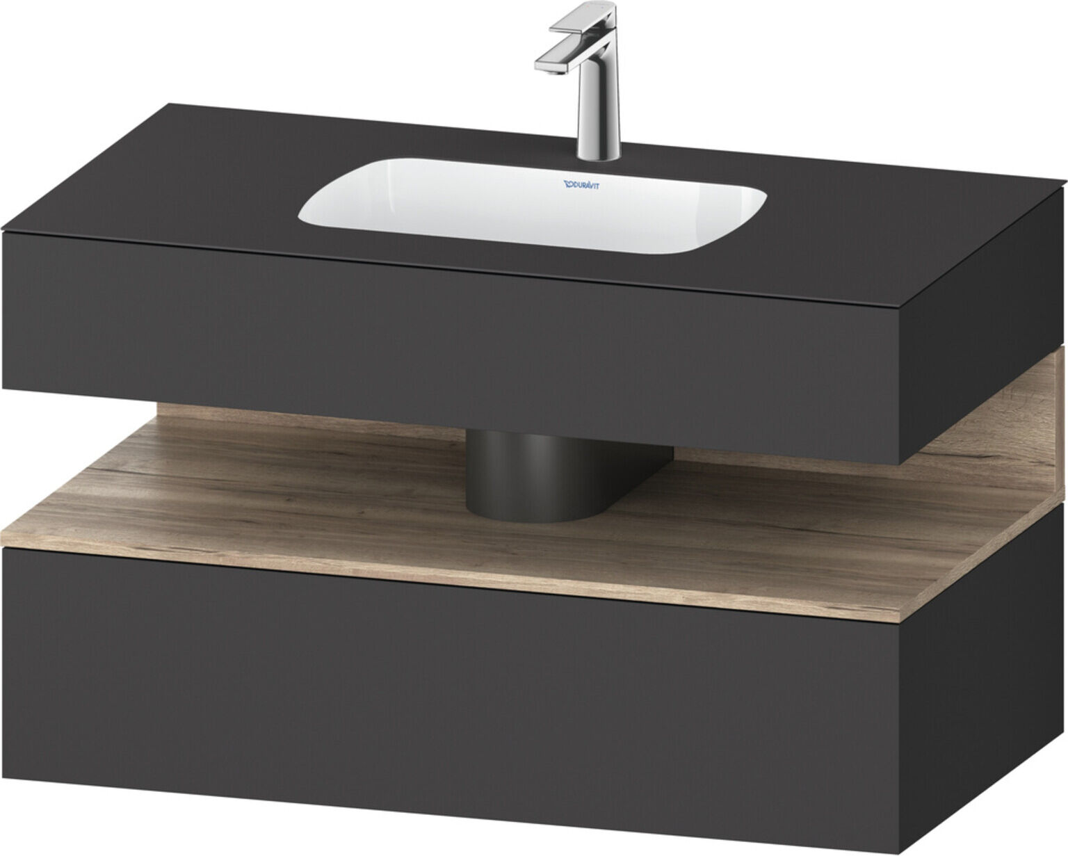 Duravit Einbauwaschtisch-Möbel-Set Qatego 100x55x60cm, E Ma/Gra ma, Konsolen-Waschtischunterbau (QA4786055490000)